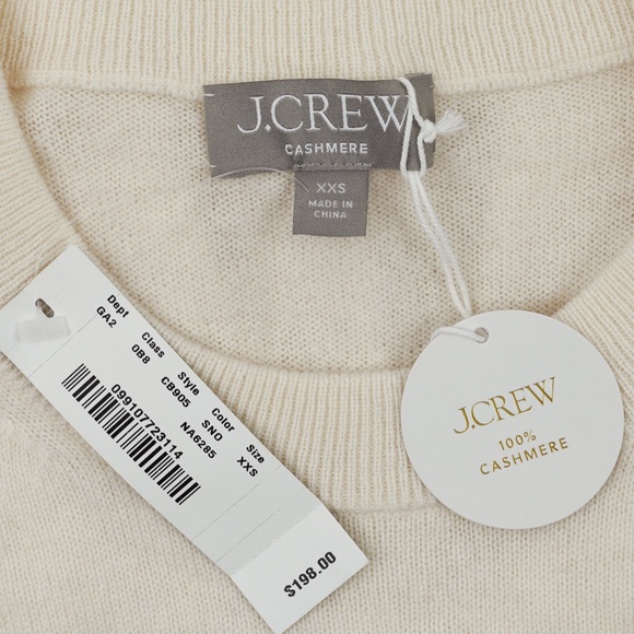 New JCREW Size XXS Cashmere Relaxed Crewneck Sweater in Snow $198 CB905 - Picture 5 of 5